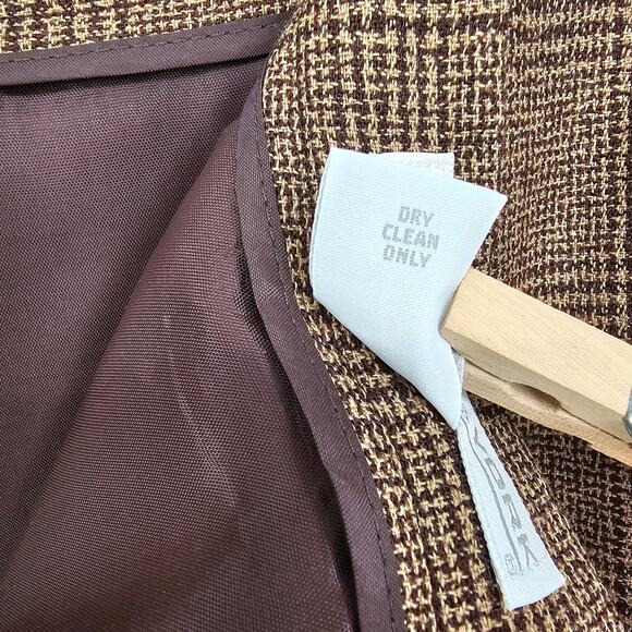 Vintage Preston & York 100% Wool Brown Plaid Dark Academia Pencil Skirt Plus 16 - Picture 7 of 7